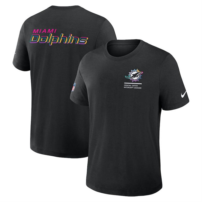 Men's Black Miami Dolphins 2025 Crucial Catch Tri-Blend Dri-FIT T-Shirt